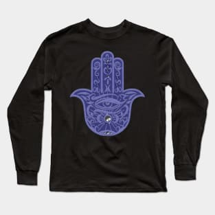 Hamsa Hand Periwinkle Felt Look | Cherie's Art(c02022 Long Sleeve T-Shirt